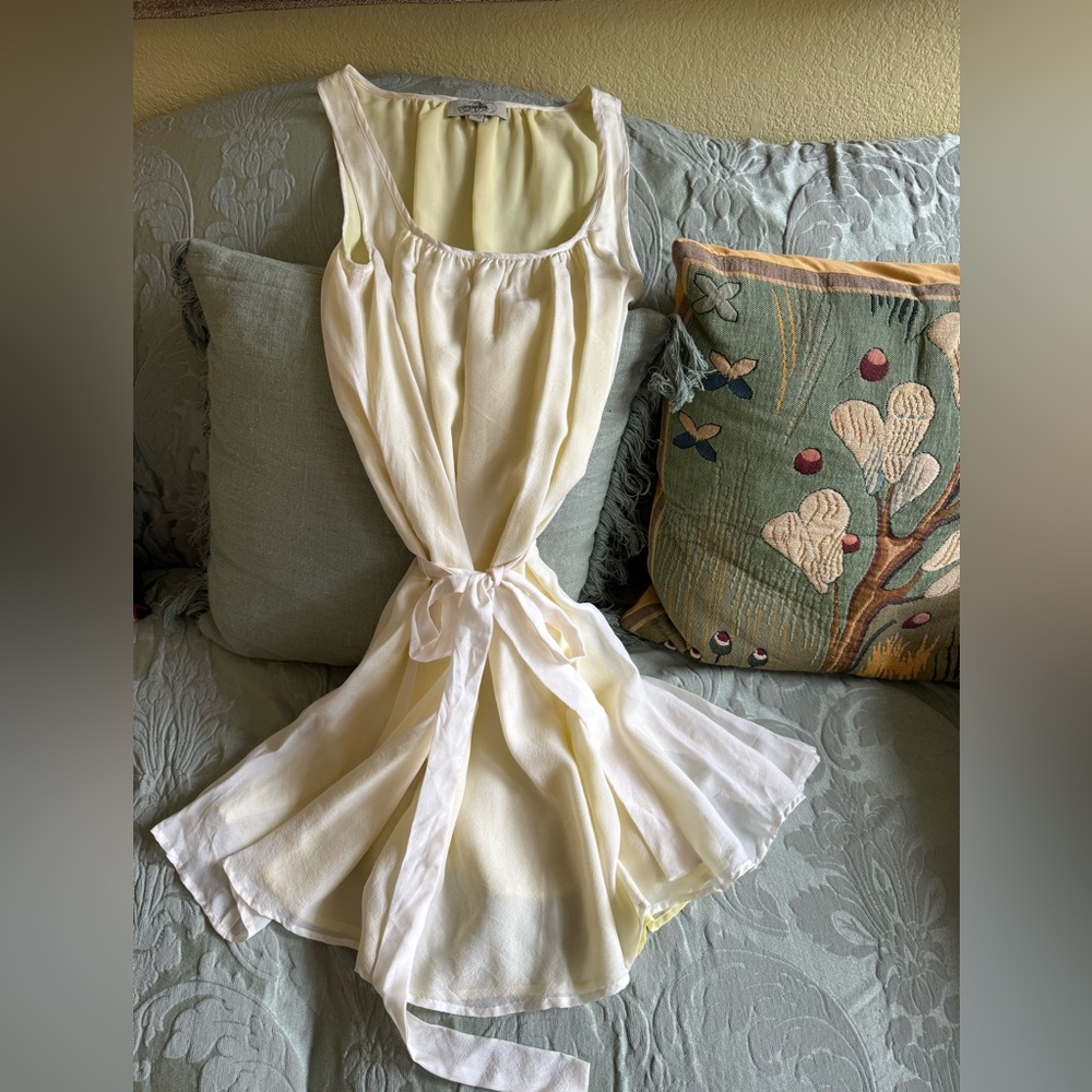 Camilla Women’s Pale Yellow Belted Silk Dress Size XS Tie Waist